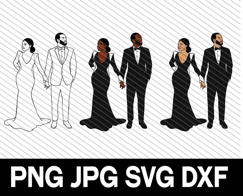Download Black Married Couple Wedding SVG DXF cut file Romantic | Etsy