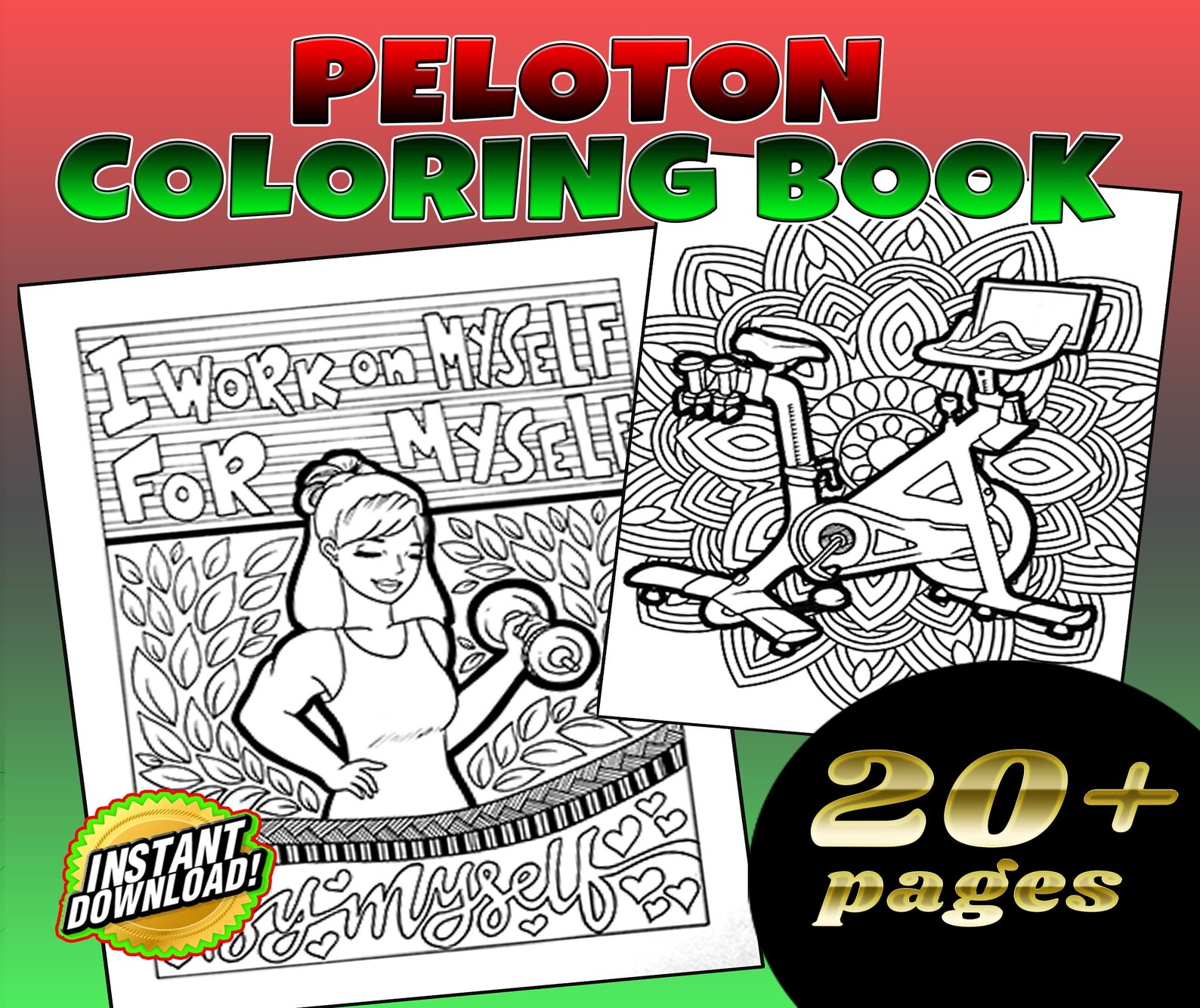 Peloton Workout Coloring Book Digital Download Printable Etsy UK