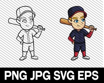 Baseball Player Clipart, SVG, DXF, PNG, Cut File, Sports, Digital Download