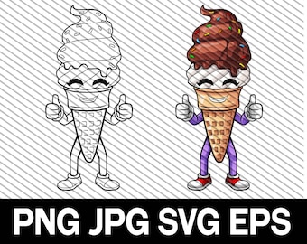 Ice Cream Mascot Clip Art: SVG, PNG, DXF Cut File (Digital Download)