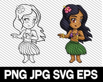 Hawaiian, Hawaiian Girl, Hawaiian Woman, Hawaiian Clipart, SVG, DXF, Cut file