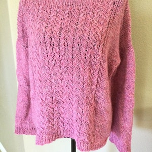 Hand-Knit Nordic Wool Sweater: Soft Rose Pink, S/M Oversized Fit
