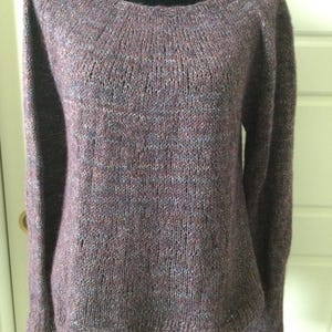 Hand Knit Sweater: Women&#39;s Purple Pullover, Size Small