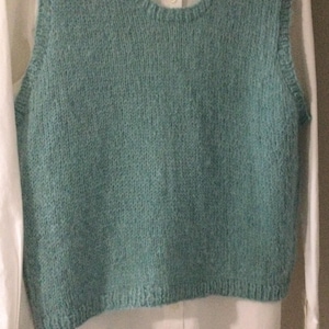 Hand Knit Alpaca Mohair Vest: Sleeveless Pullover, Size Small