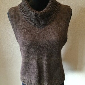 Hand-Knit Baby Alpaca Vest: Sleeveless Pullover, Dark Brown (Size Small)