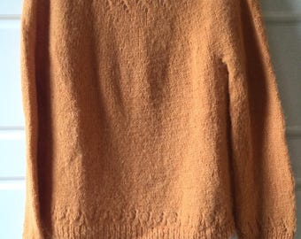 autumn color sweater pullover jumper woman’s size small to medium hand knit. wool alpaca