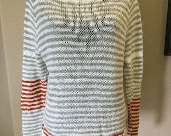 Hand Knit Wool Sweater: Striped Peruvian Wool, Size S-M