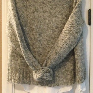 Light gray woman’s sweater pullover jumper size medium, boat neck , loose and oversized, silk mohair, elegant sweater. Free shipping