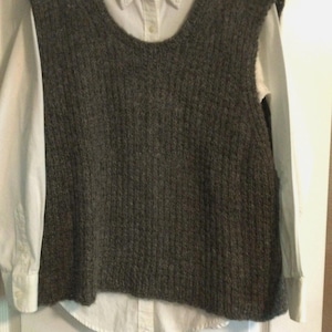 Hand Knit Alpaca Silk Blend Vest: Sleeveless Pullover, Size L