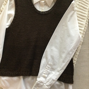 Hand Knit Alpaca Vest: Sleeveless Pullover, Size Small