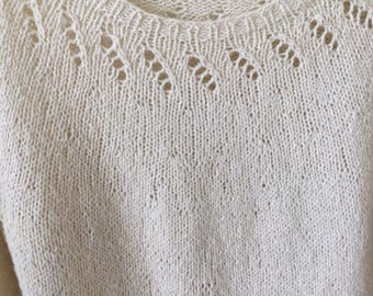 Hand Knit Cream Sweater - Women's Size Small Alpaca Merino Wool