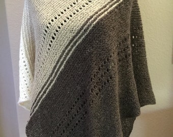 Hand knit asymmetrical triangle scarf wrap shawl handmade in America ships free