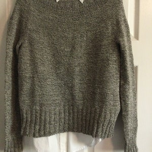 Hand Knit Wool Sweater Pullover - Brown Tweed, Size Small