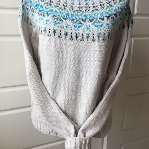 Hand Knit Fair Isle Yoke Sweater: Colorful Pullover, Size Small