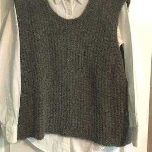 Hand Knit Alpaca Silk Blend Vest: Sleeveless Pullover, Size L