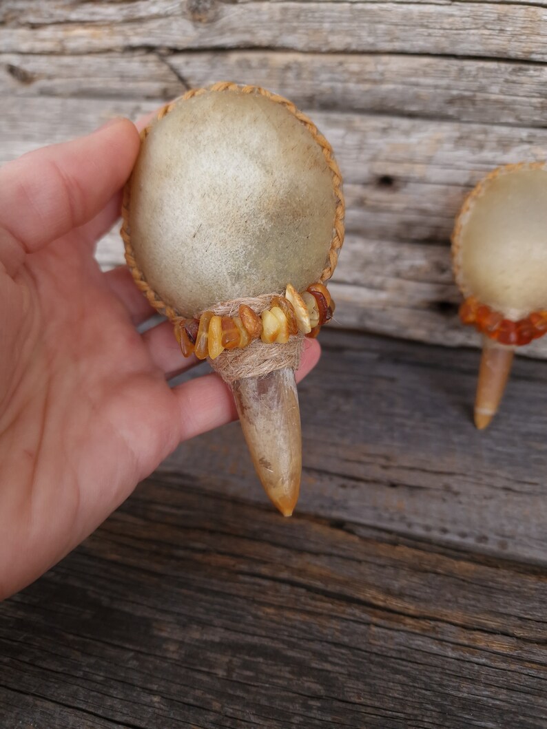 Shamanic Rattle. Unique Leather Maracas. Shamanic Tool. Spiritual Journey Instrument. Meditation