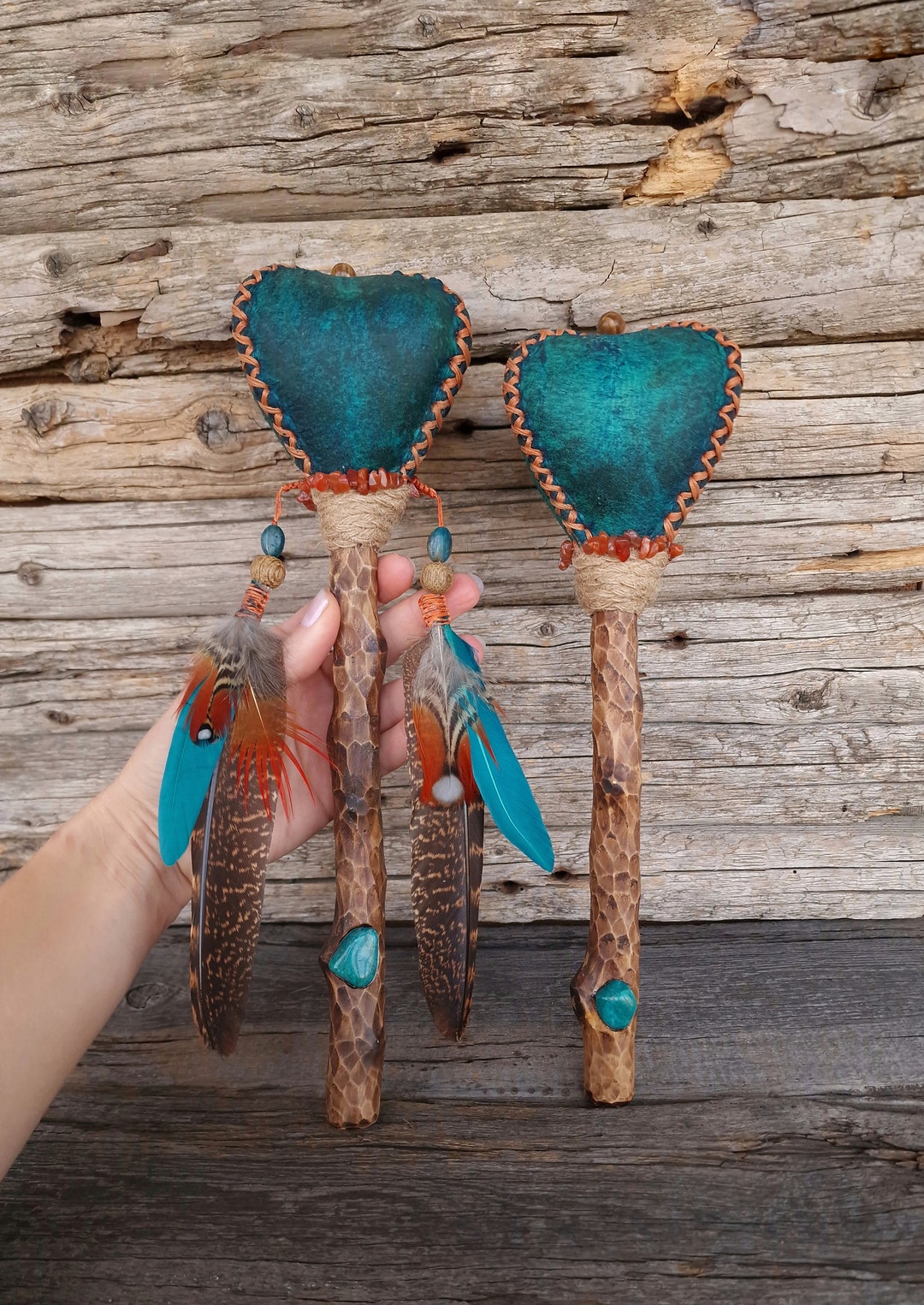 Shamanic Rattle. Unique Leather Maracas. Shamanic Tool. Spiritual Journey Instrument. Meditation