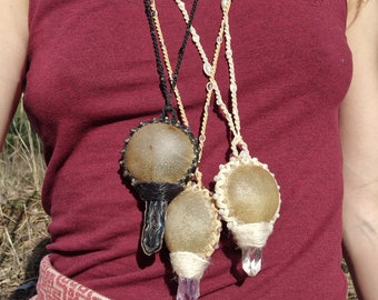 Shamanic rattle. Unique leather maracas. Shamanic tool. Spiritual journey instrument. Meditation helper. Healing sound. Ceremonial necklace