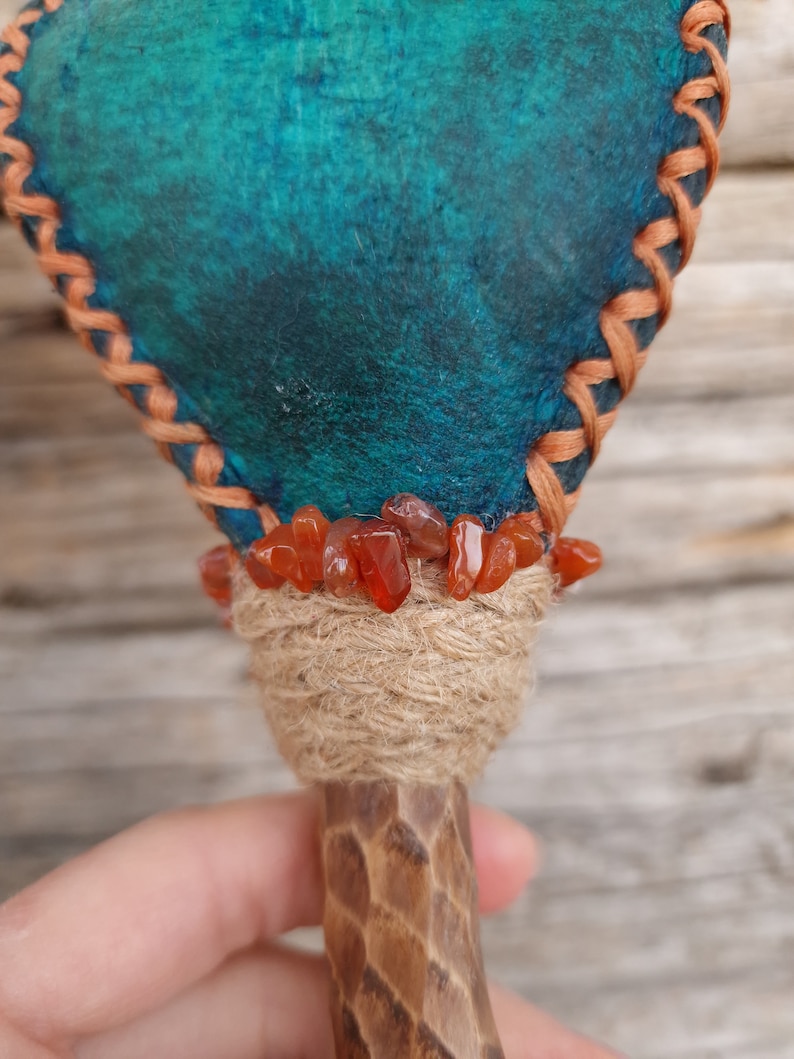 Shamanic Rattle. Unique Leather Maracas. Shamanic Tool. Spiritual Journey Instrument. Meditation