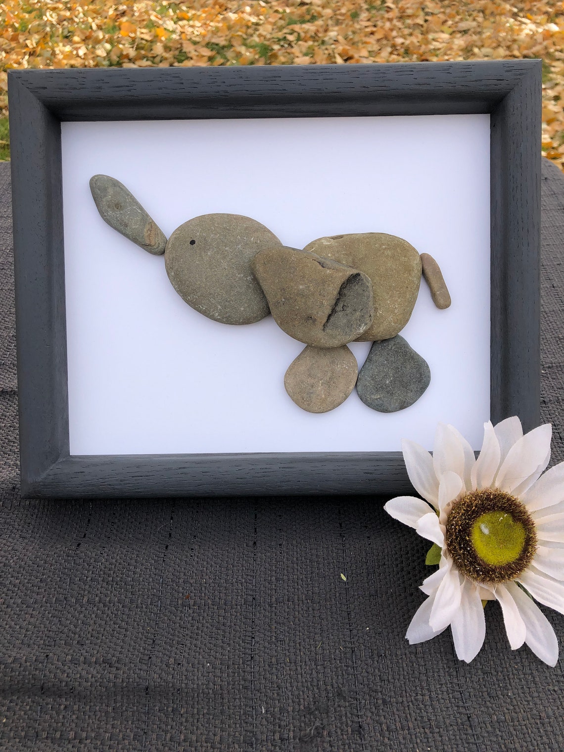 Baby Elephant 8x10 framed pebble art Etsy