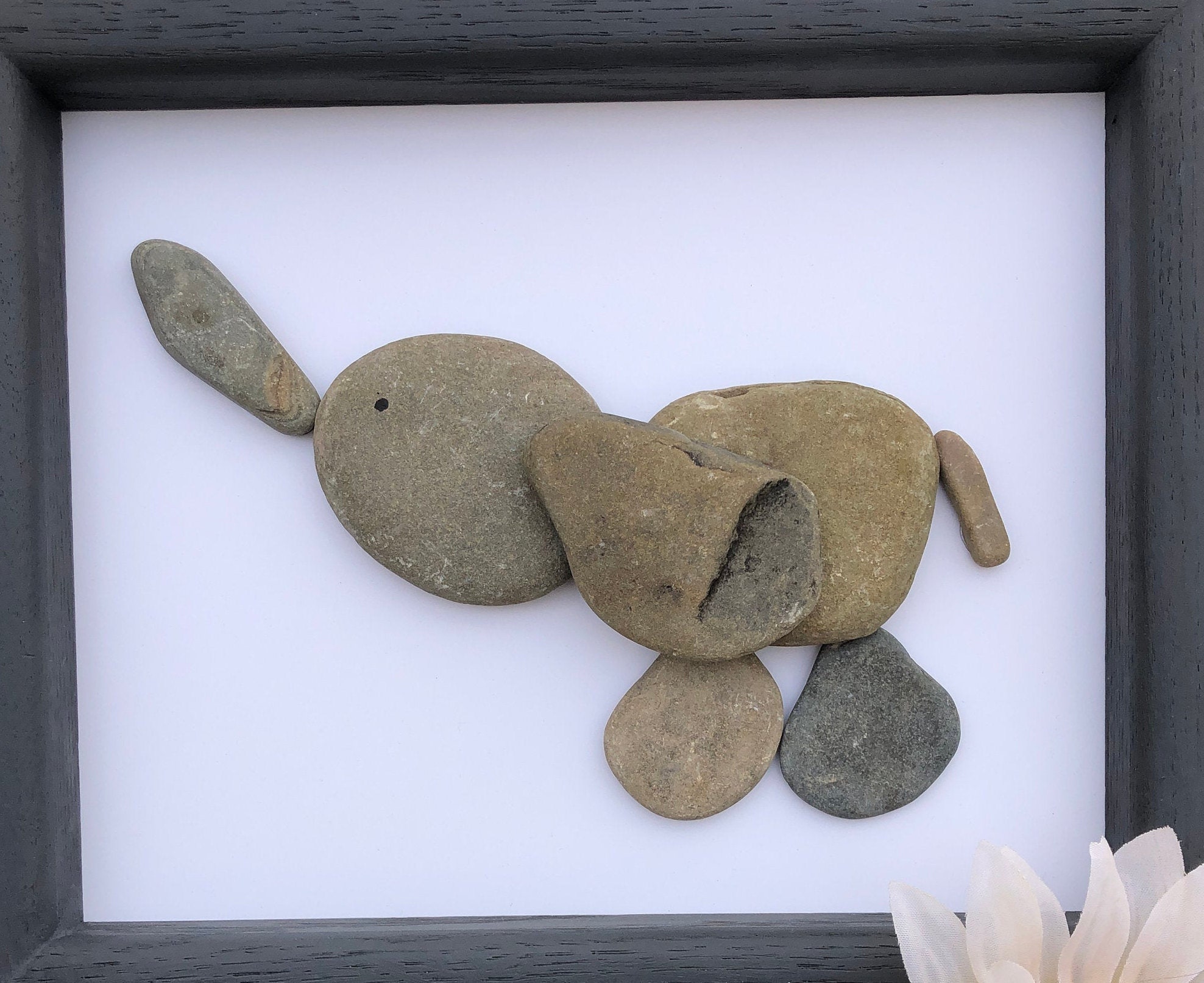 Baby Elephant 8x10 framed pebble art Etsy