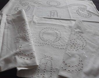 Hole Lace Richelieu Lace Pillow Covers Embroidery,White LEINEN Parade Pillow Ruffles