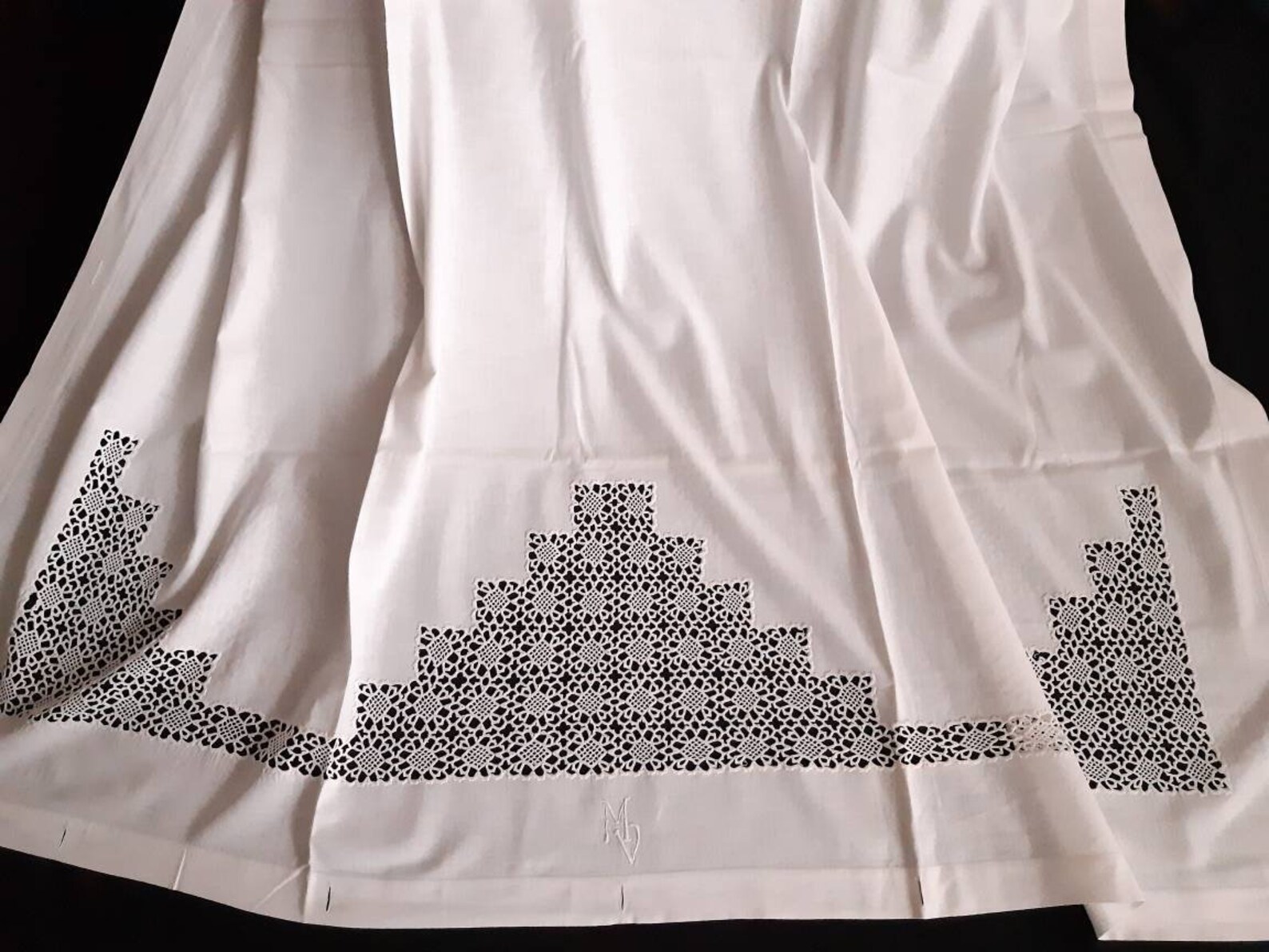 Antikes weißes Überschlaglaken Monogramm vintage shabby | Etsy