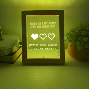 8 Bit Heart Night Light Gamer Heart Gifts Retro Night light Anniversary Gift Saved My Last Heart Wedding Gift 8 Bit Light image 4