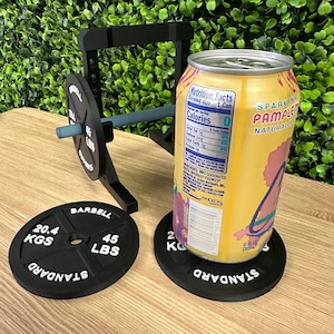 Weight Plate Coaster Set of 4 And Barbell Squat Rack Holder - Non Slip Drink Coasters - Gift, Weightlifting, Secret Santa, gym
