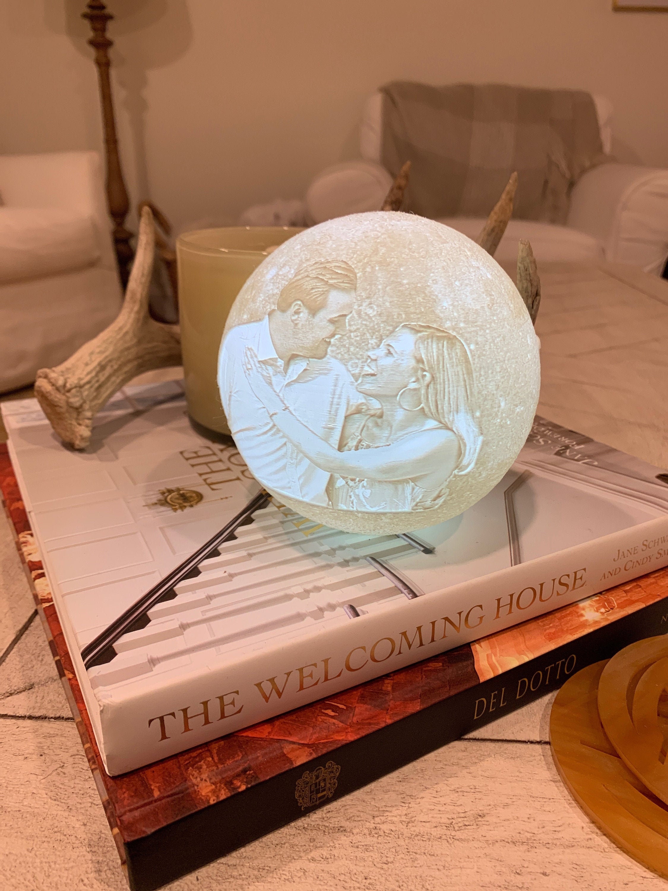 Moon Lamp Light Personalised Photo 15cm 18cm 20cm Dimmable Engraved LED 3D Moon Lamp with Stand,USB Charging,16 RGB Color 10cm