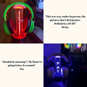 Personalized Headphone Stand,Gamer Gift, 3D Night Light, Video Game Lover, Custom Gamertag Light Sign, Personalized Streamer Headset Holder image 10