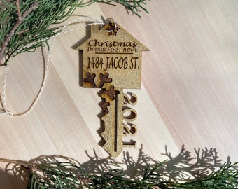 Closing Gift - First/New Home Key Ornament -  2021 - Home Gifts - Golden Key Christmas ornament