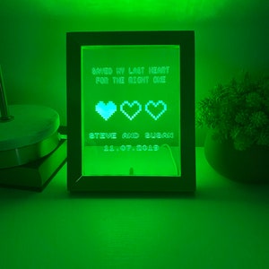 8 Bit Heart Night Light Gamer Heart Gifts Retro Night light Anniversary Gift Saved My Last Heart Wedding Gift 8 Bit Light image 6