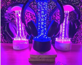 Personalized Headphone Stand Gifts For Gamers, Headset Holder, Custom Gamertag Light Sign for Gaming