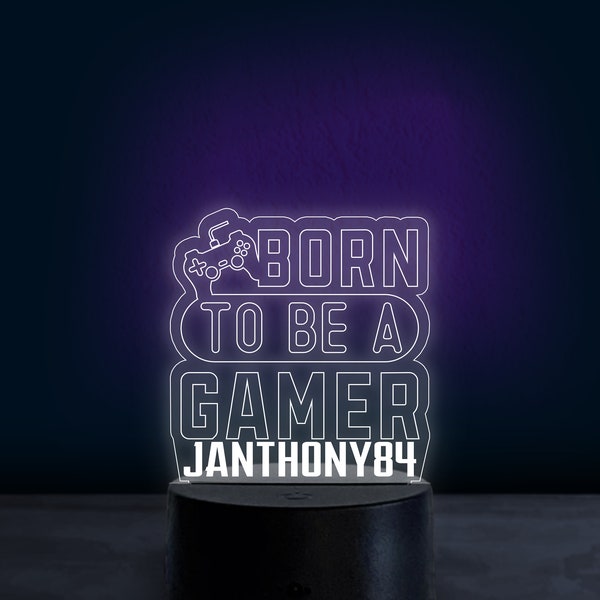 Born to Game 3D Night Light - Video Game Lover - Personalized Lamp - 3D optical Illusion - Multi Color - Video Game Night Light - Video Game