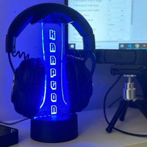 Personalized Headphone Stand,Gamer Gift, 3D Night Light, Video Game Lover, Custom Gamertag Light Sign, Personalized Streamer Headset Holder image 4