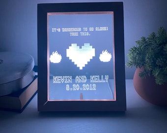 It’s Dangerous to Go Alone Night Light - Zelda Heart Gifts - Retro Night light - Anniversary Gift - Saved My Last Heart - Retro 8 Bit Light