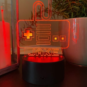 Retro videogame 3D Night Light Video Game Lover Personalized Lamp 3D optical Illusion Multi Color Remote Controlled image 2