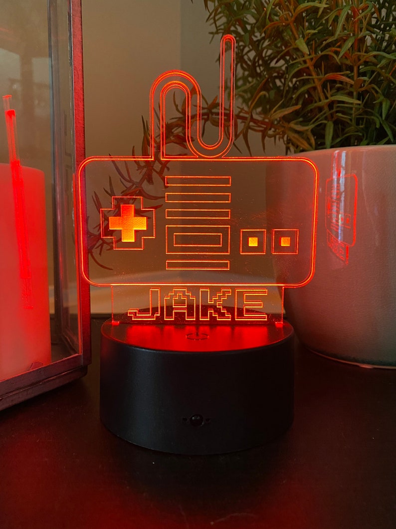 Retro videogame 3D Night Light Video Game Lover Personalized Lamp 3D optical Illusion Multi Color Remote Controlled image 2