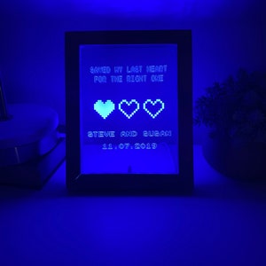 8 Bit Heart Night Light Gamer Heart Gifts Retro Night light Anniversary Gift Saved My Last Heart Wedding Gift 8 Bit Light image 5