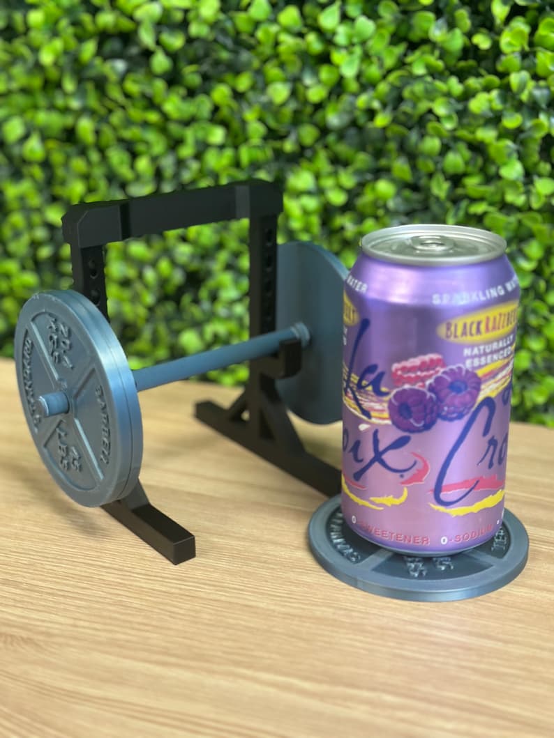 Coaster Set Gym Weight Rack 3D Printed 45 LB Weights Non-Slip Stickers Barbell Rack Drink Holder Fitness Decor Desk Accessory Workout Gift