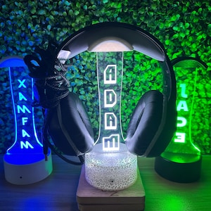 Personalized Headphone Stand,Gamer Gift, 3D Night Light, Video Game Lover, Custom Gamertag Light Sign, Personalized Streamer Headset Holder