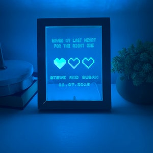 8 Bit Heart Night Light Gamer Heart Gifts Retro Night light Anniversary Gift Saved My Last Heart Wedding Gift 8 Bit Light image 3