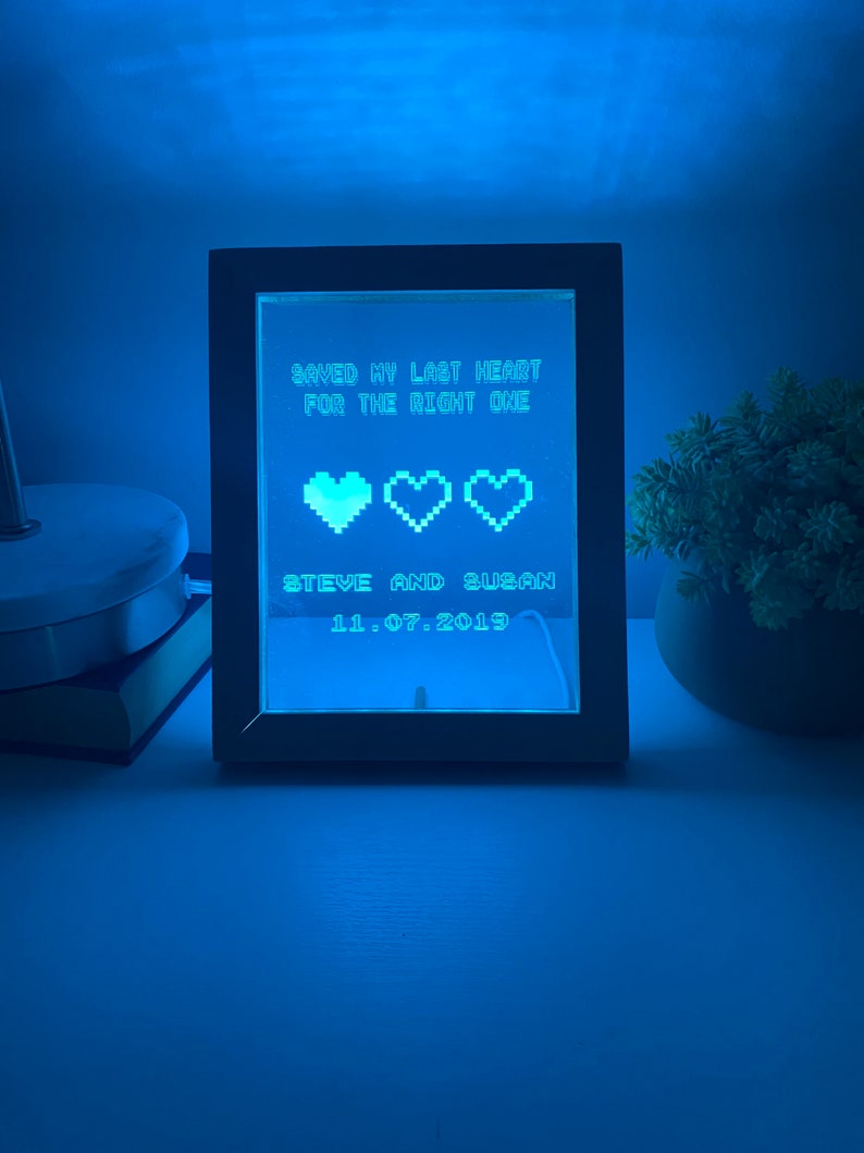 8 Bit Heart Night Light Gamer Heart Gifts Retro Night light Anniversary Gift Saved My Last Heart Wedding Gift 8 Bit Light image 3