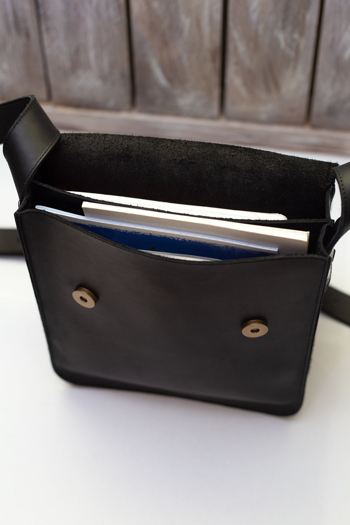 Black leather mens bag. Mens crossbody bag. Shoulder everyday Etsy