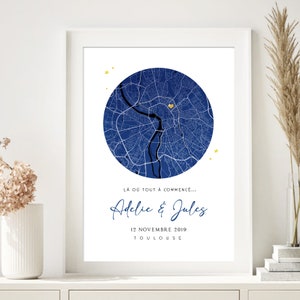 Affiche lieu de rencontre étoilé / Couple / Cadeau / St Valentin / Personnalisée