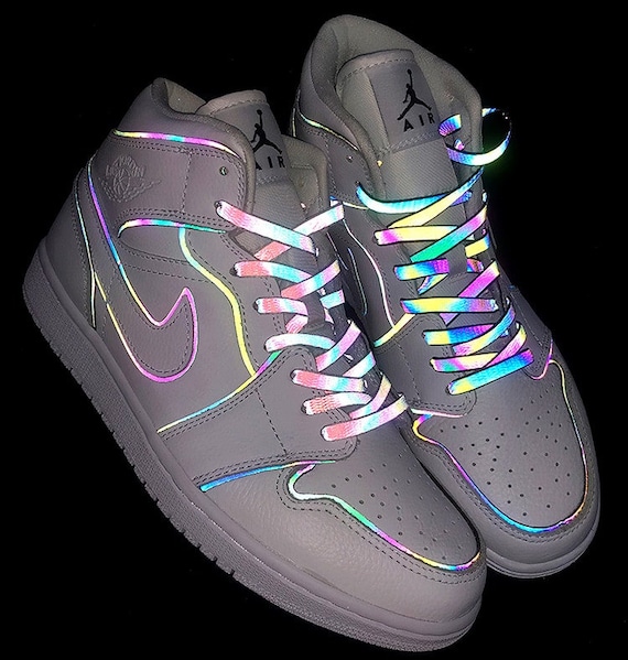 Iridescent 3M Reflective Flat Laces For 