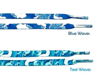 Flat Laces "OCEAN WAVES" For Air AJ Max 1 Air Force 1  Jordan 1 dunk sb
