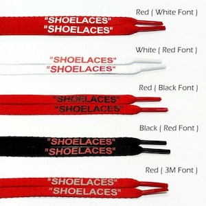 White shoelaces with store red tips