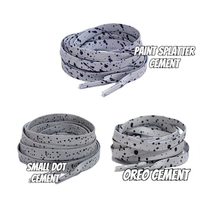 Grey Cement Print Flat Laces Shoelaces fit For Air AJ Jordan 4 IV UNC Midnight Navy White Cement